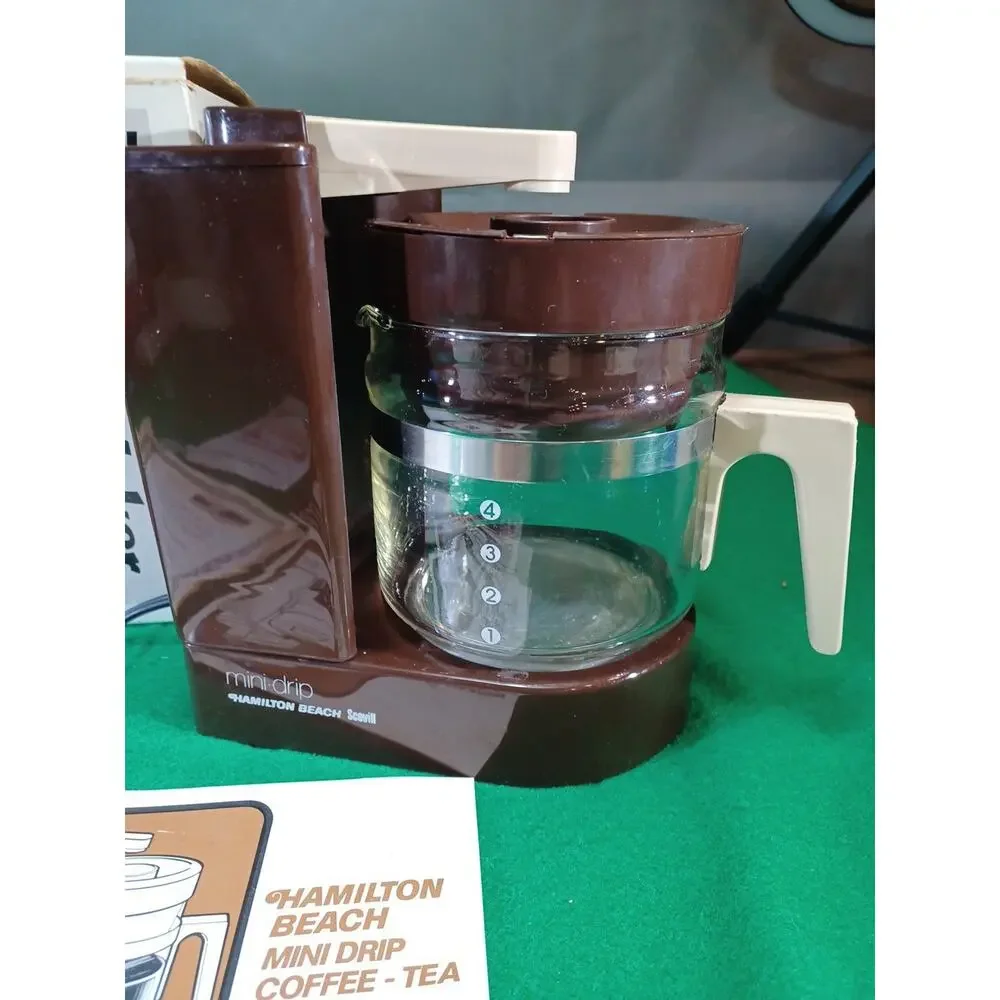 Vintage HAMILTON BEACH Mini Drip Coffee Maker 4 Cup #784 Brown TESTED Works
